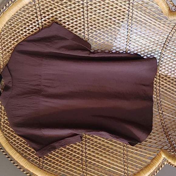 Women's Brown Notched Collar Button Down Top Size Small - Picture 6 of 12